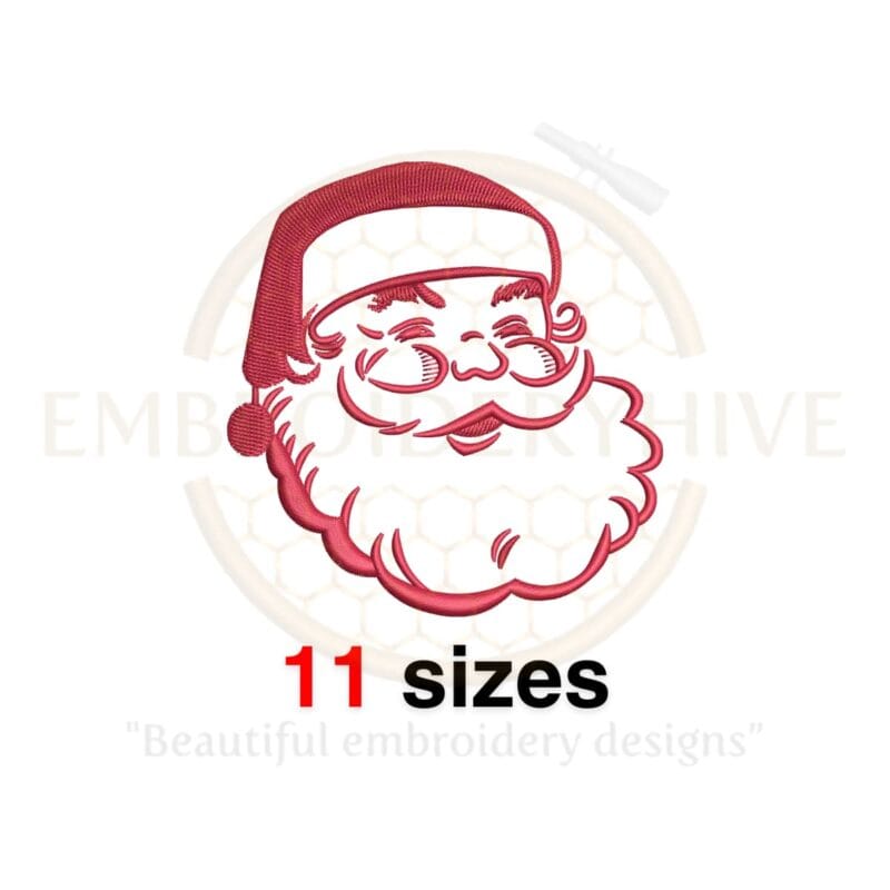 Santa Face Embroidery Design - Fill Stitch and Machine Embroidery for Christmas Projects