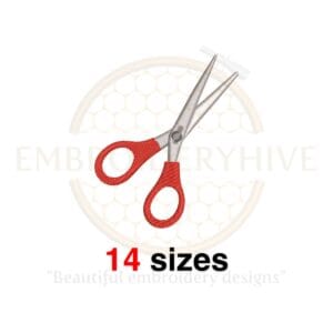 Scissors Silhouette Embroidery Design - Mini Scissors Fill Stitch