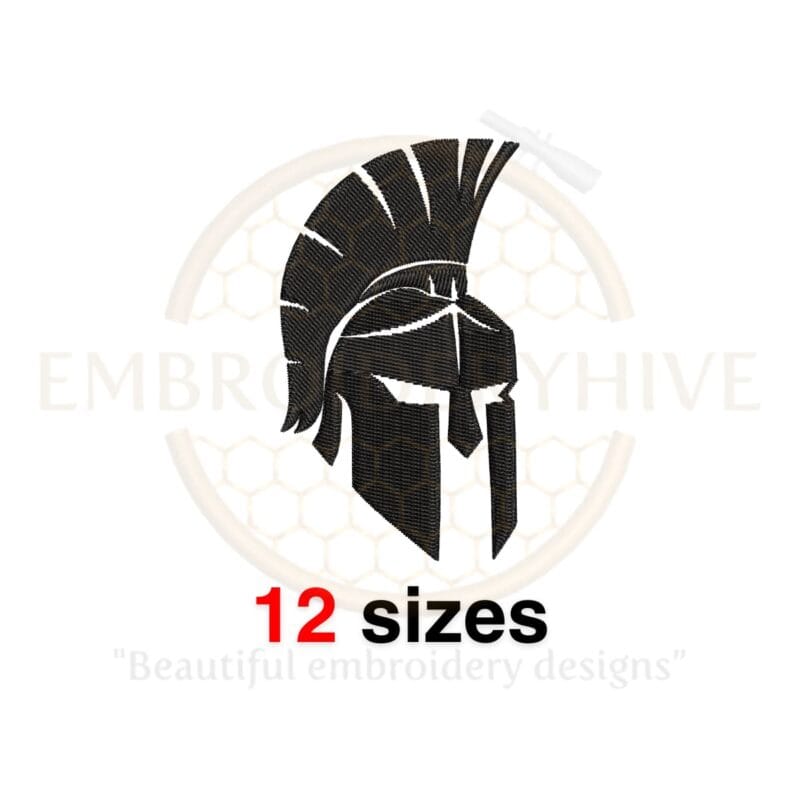 Spartan Helmet Embroidery Design - Helmet Silhouette in 12 Sizes