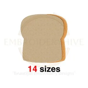 Toast Silhouette Mini Embroidery Design – Sliced Bread Food Embroidery Pattern in Multiple Sizes