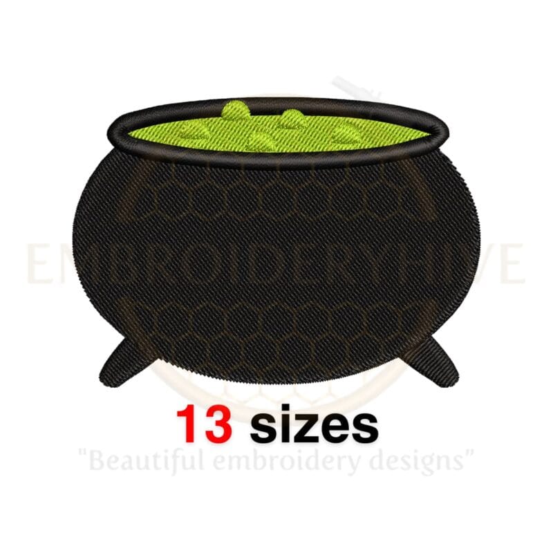 Witch Cauldron Embroidery Design - Mini Silhouette - Machine Embroidery - Fill Stitch