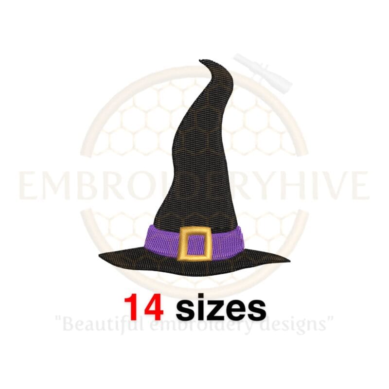 Spooky Witch Hat Embroidery Design - Perfect for Halloween Crafts - Mini Witch Hat Design for Machine Embroidery