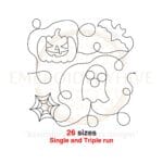 Ghost Quilt Block Machine Embroidery Design - Halloween Quilting in Single and Triple Stitch