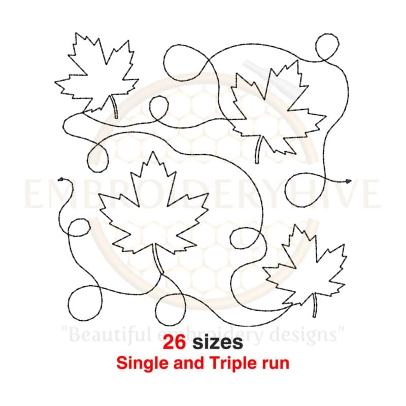 Canada Quilt Block Machine Embroidery Design - Maple Leaf Embroidery in Single and Triple Stitch