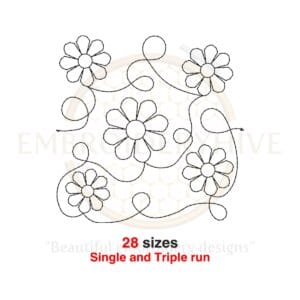 Flower Quilt Block Machine Embroidery Design - Floral Quilting in Single and Triple Stitch