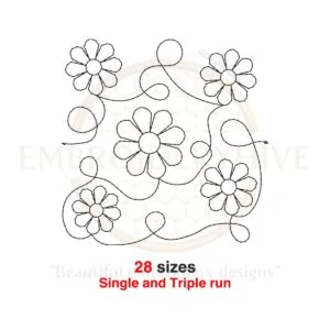 Flower Quilt Block Machine Embroidery Design - Floral Quilting in Single and Triple Stitch