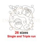 Santa Claus Quilt Block Machine Embroidery Design - Festive Christmas Quilting in Single and Triple Stitch