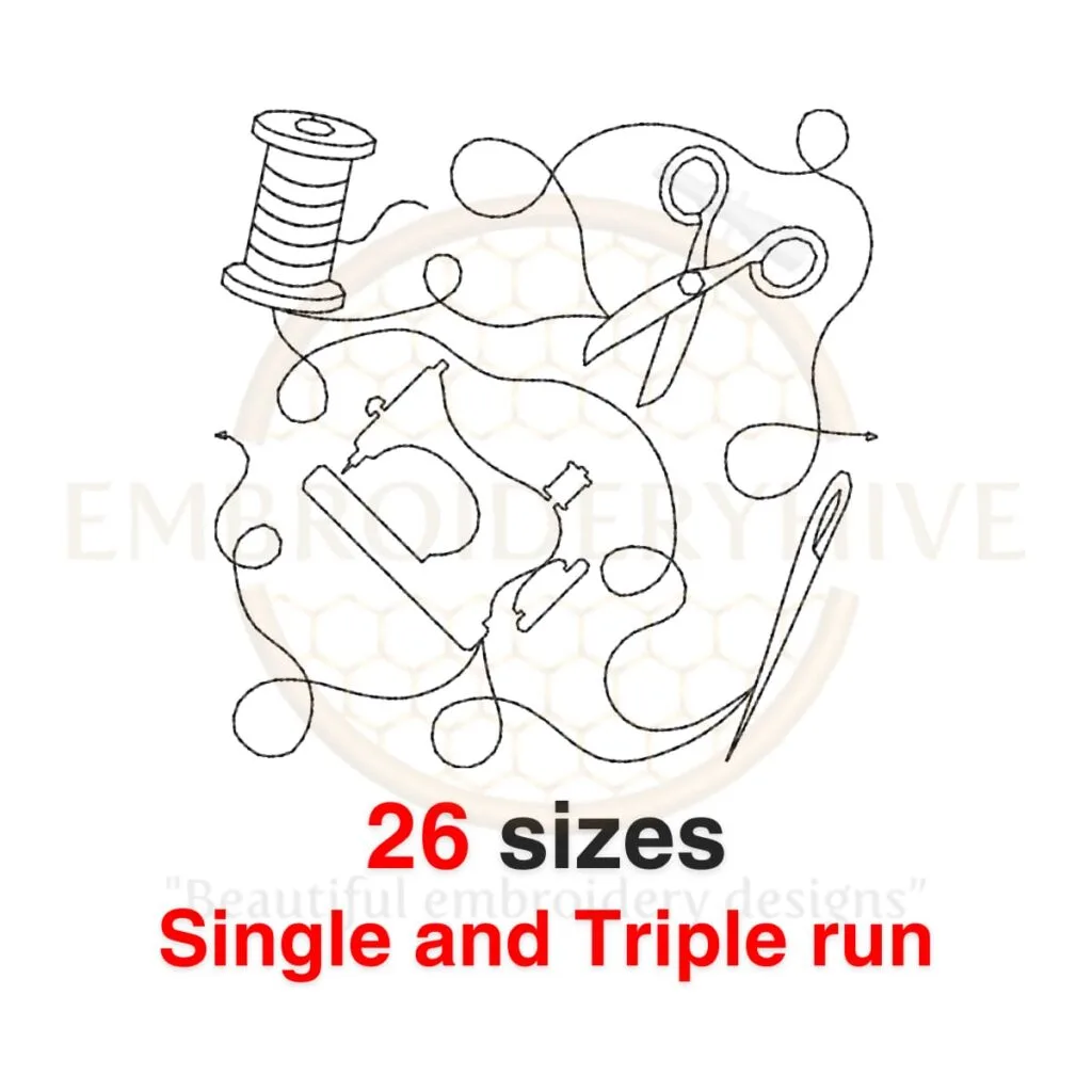 Sewing Machine Quilt Block Machine Embroidery Design with Thread Spool for Quilting Projects