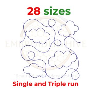 Cloud Quilt Block Embroidery Designs in 28 Sizes, Single-Run and Triple (Bean) Stitch, Digital File Download