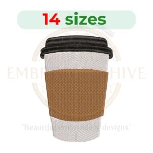 Buy Coffee cup machine embroidery design