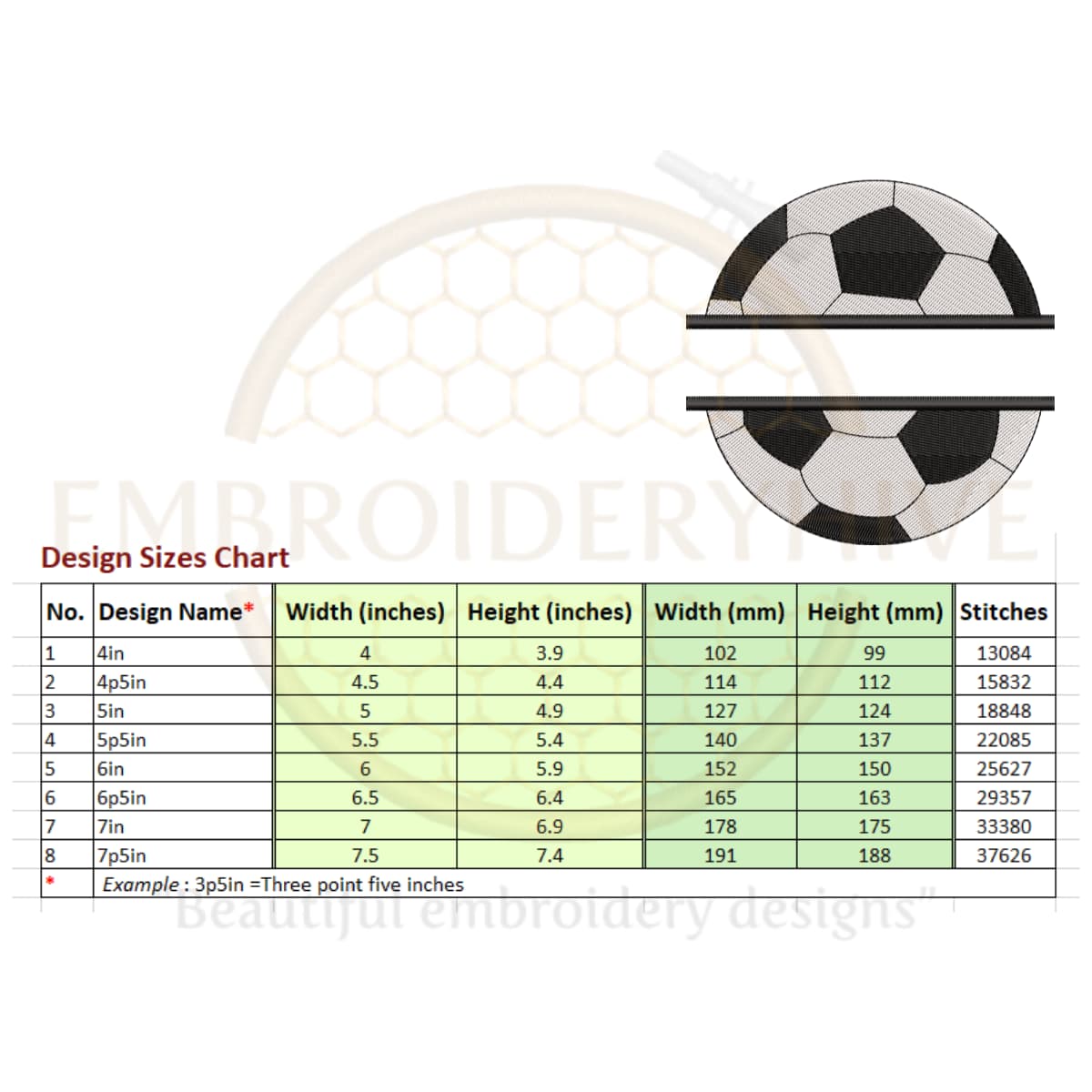 Split Soccer ball Embroidery Design - Image 2