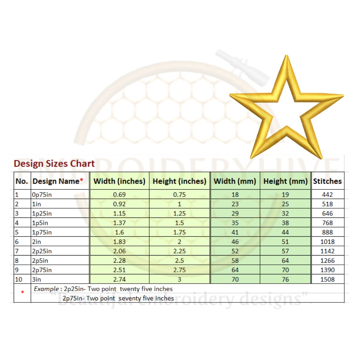 Star Outline Embroidery Design - Image 2