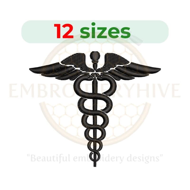 Buy Medical Caduceus machines embroidery design