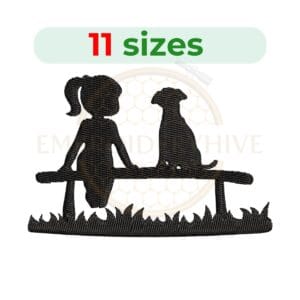 Buy Girl and dog machine embroidery design