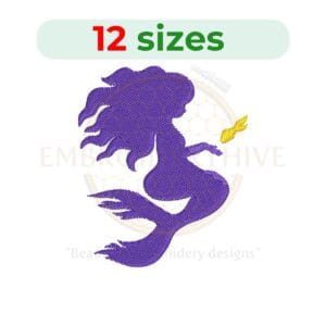 Buy Cute Mermaid machine embroidery design