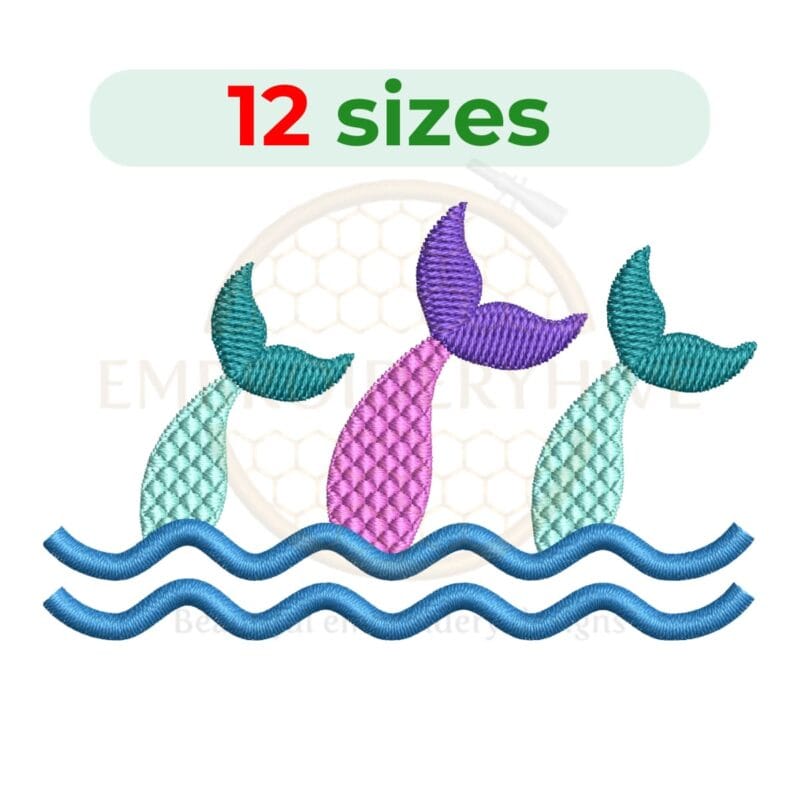 Buy Mermaid tails machine embroidery design