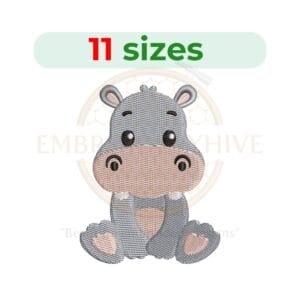 Buy Baby Hippo machine embroidery design