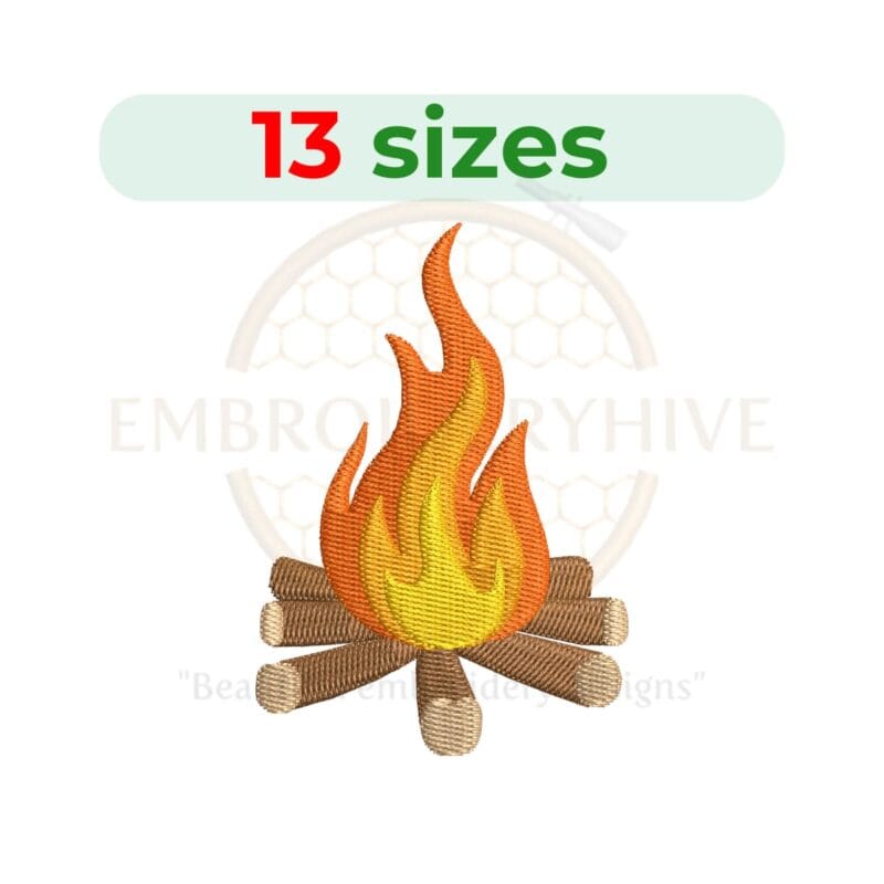 Buy Machine embroidery design of a flame silhouette