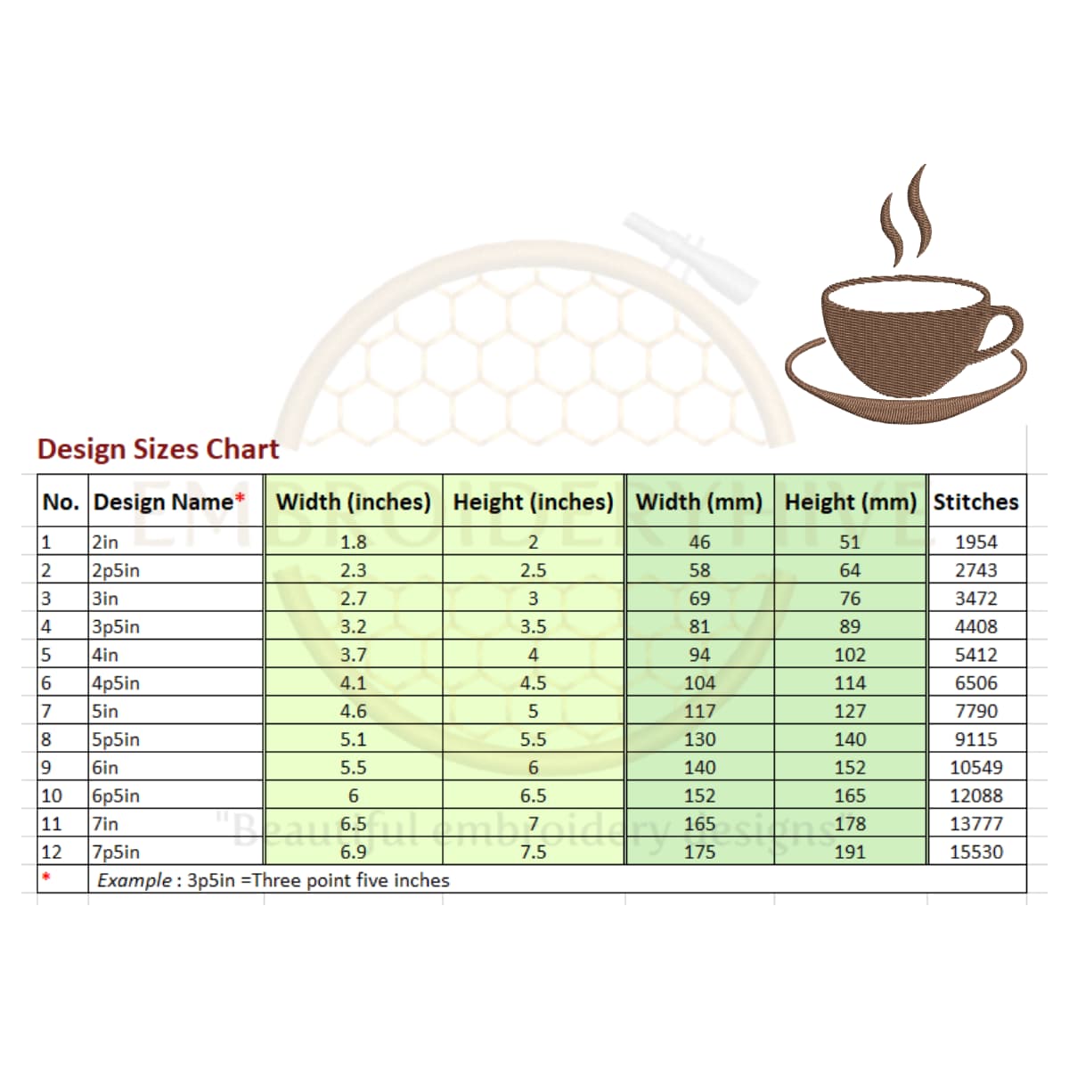 Tea Cup embroidery design - Image 2