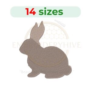 Bunny embroidery design featuring an Easter Rabbit silhouette, available in 14 sizes, perfect for Easter-themed projects.