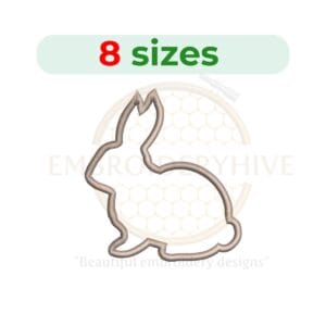 Bunny outline embroidery design featuring an Easter Bunny, available in 8 sizes, perfect for Easter-themed projects.