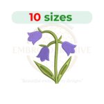 Bluebells embroidery design featuring a bluebells silhouette in 10 sizes from 1.5 to 6 inches in height, perfect for floral-inspired embroidery projects.