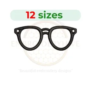 Goggles embroidery design in 12 sizes, ideal for machine embroidery projects.