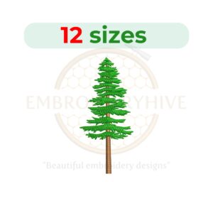 Tree embroidery design in 12 sizes, perfect for nature-themed embroidery projects.