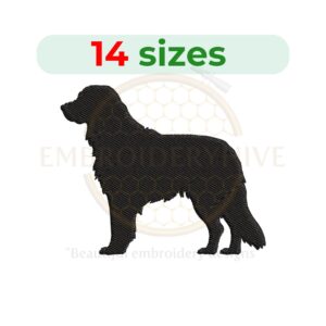 English Setter silhouette embroidery design, available in 14 sizes, perfect for pet and dog-themed projects.