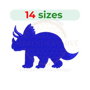 Triceratops Machine Embroidery Design – Dinosaur Silhouette in Filled Stitch