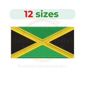 Jamaica Flag Mini Embroidery Design - Silhouette Fill Stitch for Machine Embroidery