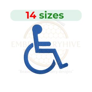 Handicap Accessible Symbol Embroidery Design - Silhouette for Machine Embroidery