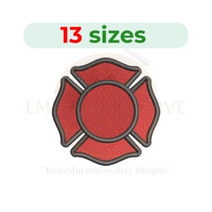 Firefighter Badge Embroidery Design - 13 Sizes from 1.5 to 7.5 Inches - Machine Embroidery Fireman Badge