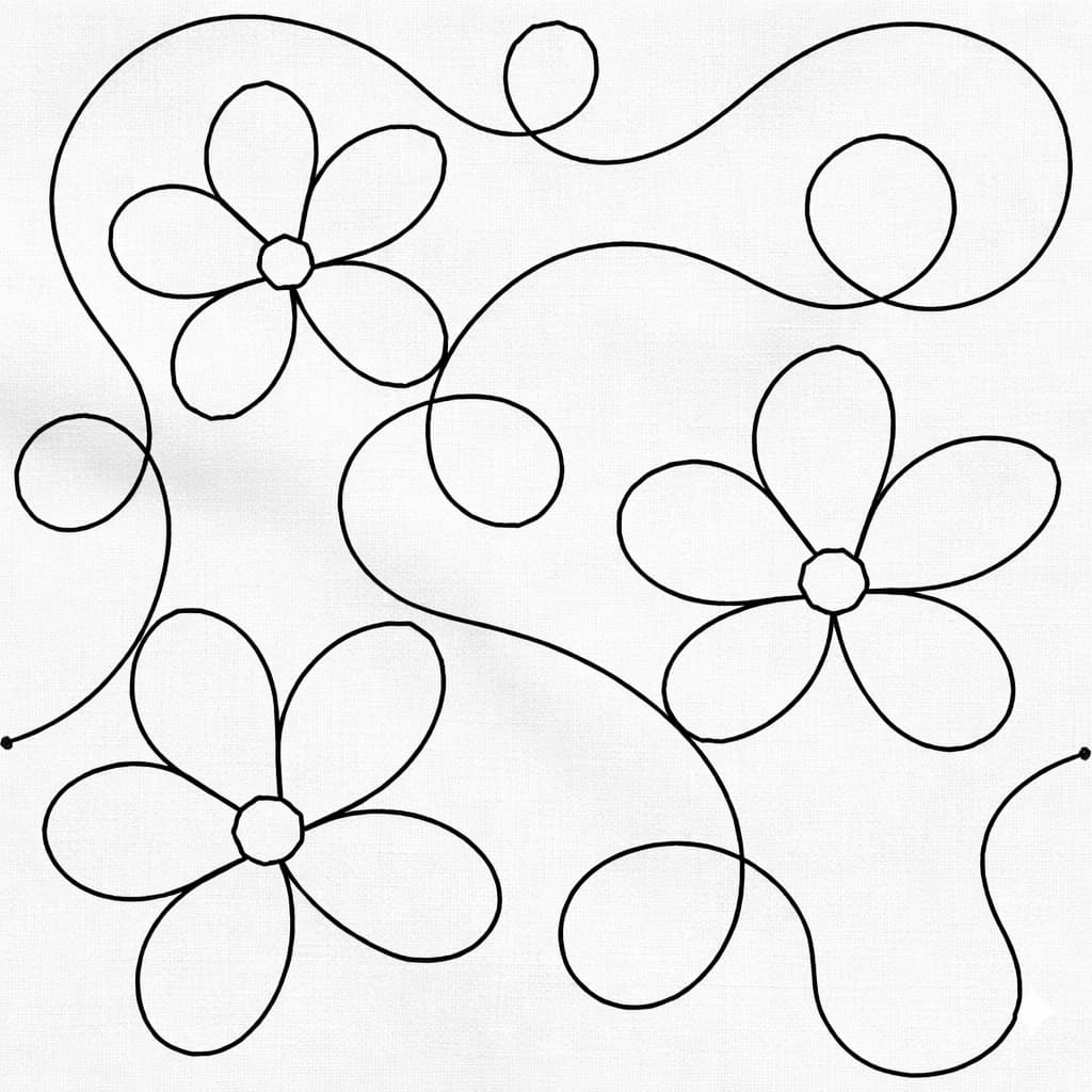 Floral Quilting Embroidery Design | Edge to Edge Quilt Block - Image 5