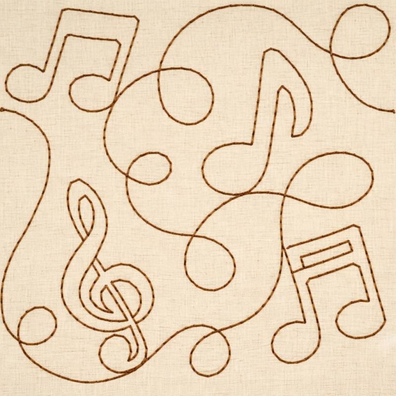 Music Notes Quilting Embroidery Design | Edge to Edge Quilt Block ...