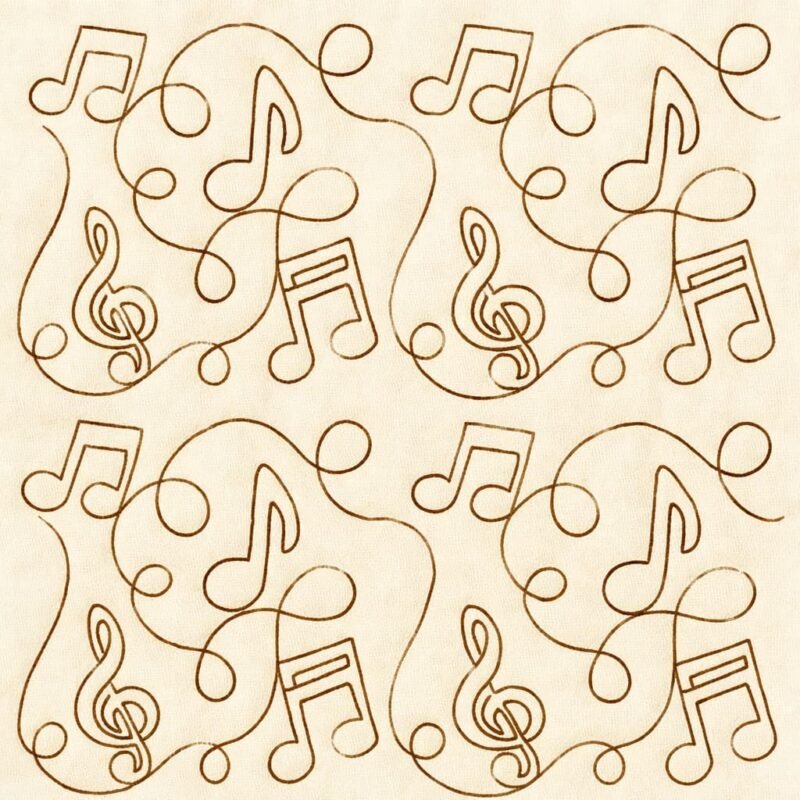 Music Notes Quilting Embroidery Design | Edge to Edge Quilt Block ...