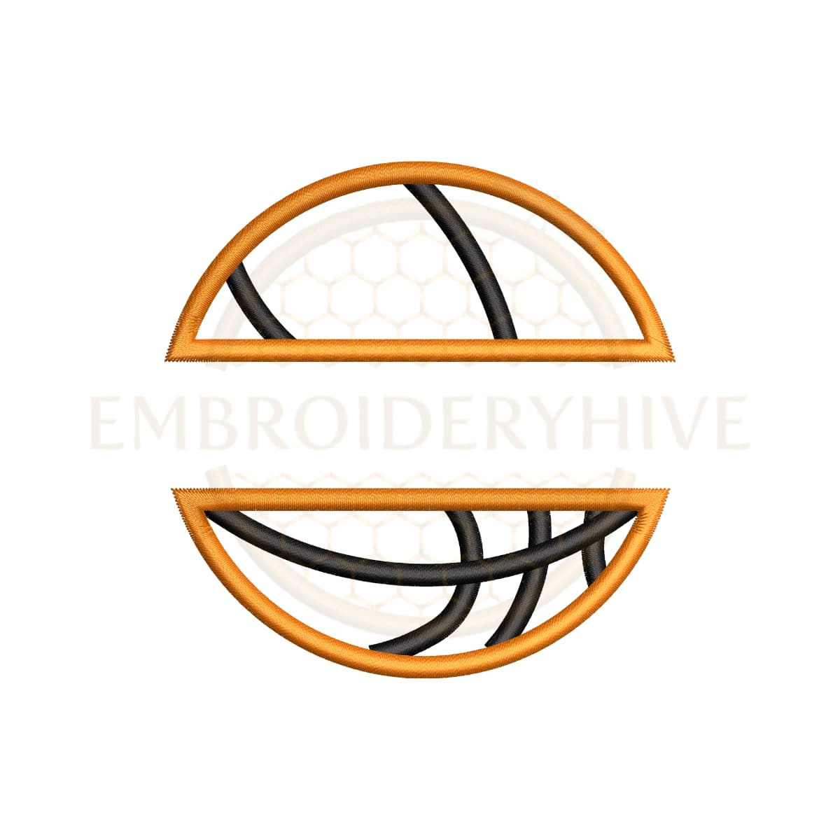 Split Basketball Applique Embroidery Design (3.5–7.5 inch) - Image 2