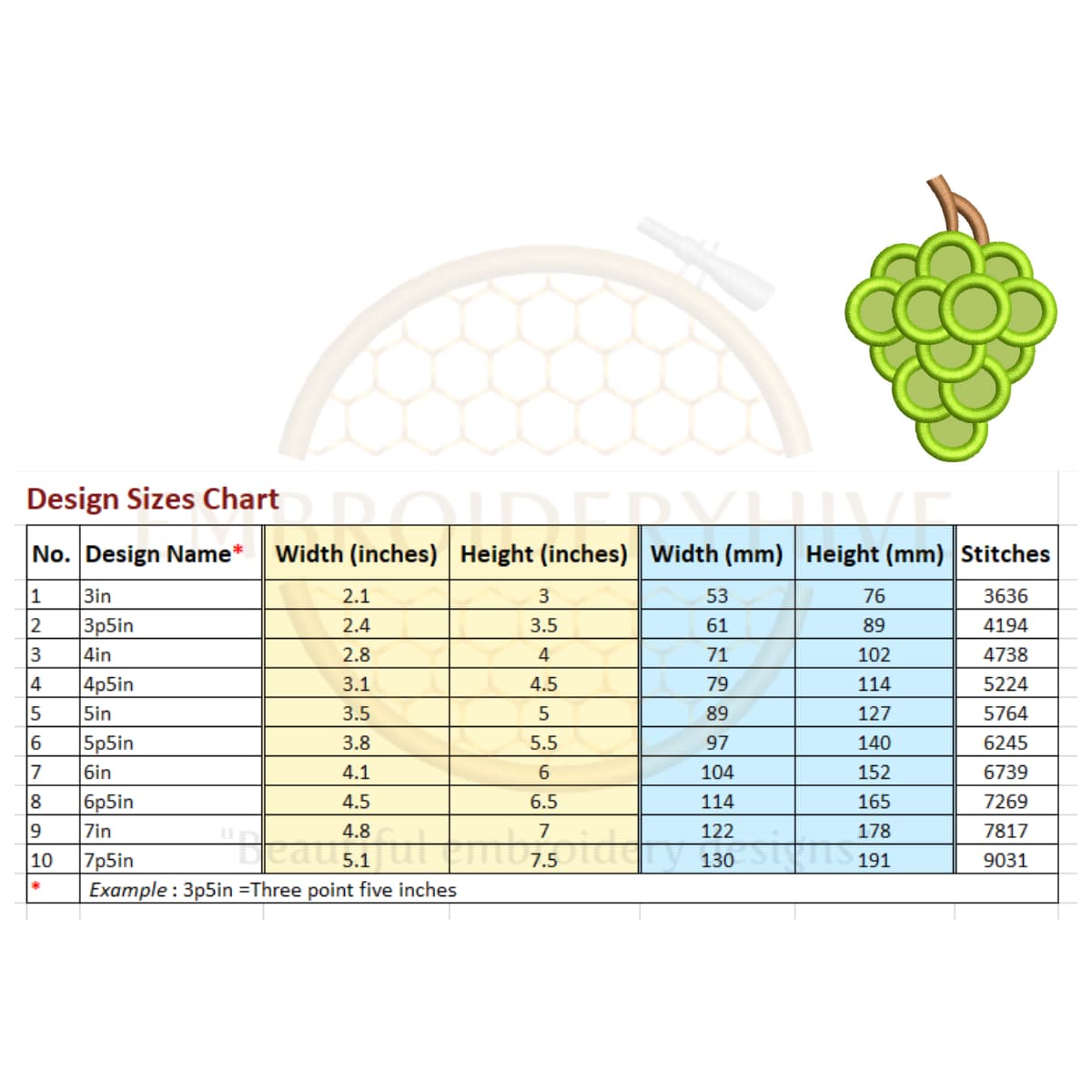 Grapes Applique Embroidery Design (3–7.5 inch) - Image 3