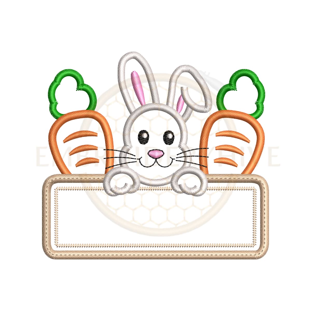 Easter Bunny and Carrot Name Plate Applique Embroidery Design (3.5–7.5 inch) - Image 3