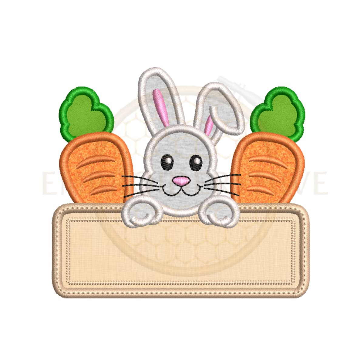 Easter Bunny and Carrot Name Plate Applique Embroidery Design (3.5–7.5 inch) - Image 2