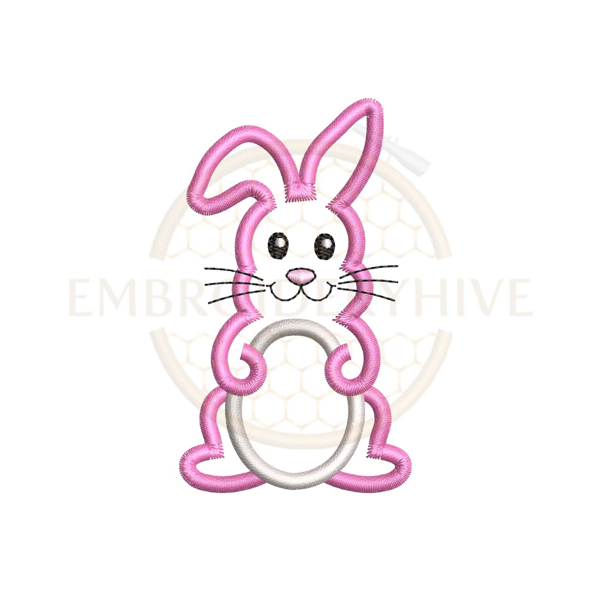 Easter Bunny with Egg Applique Embroidery Design (3.5–7.5 inch) - Image 2