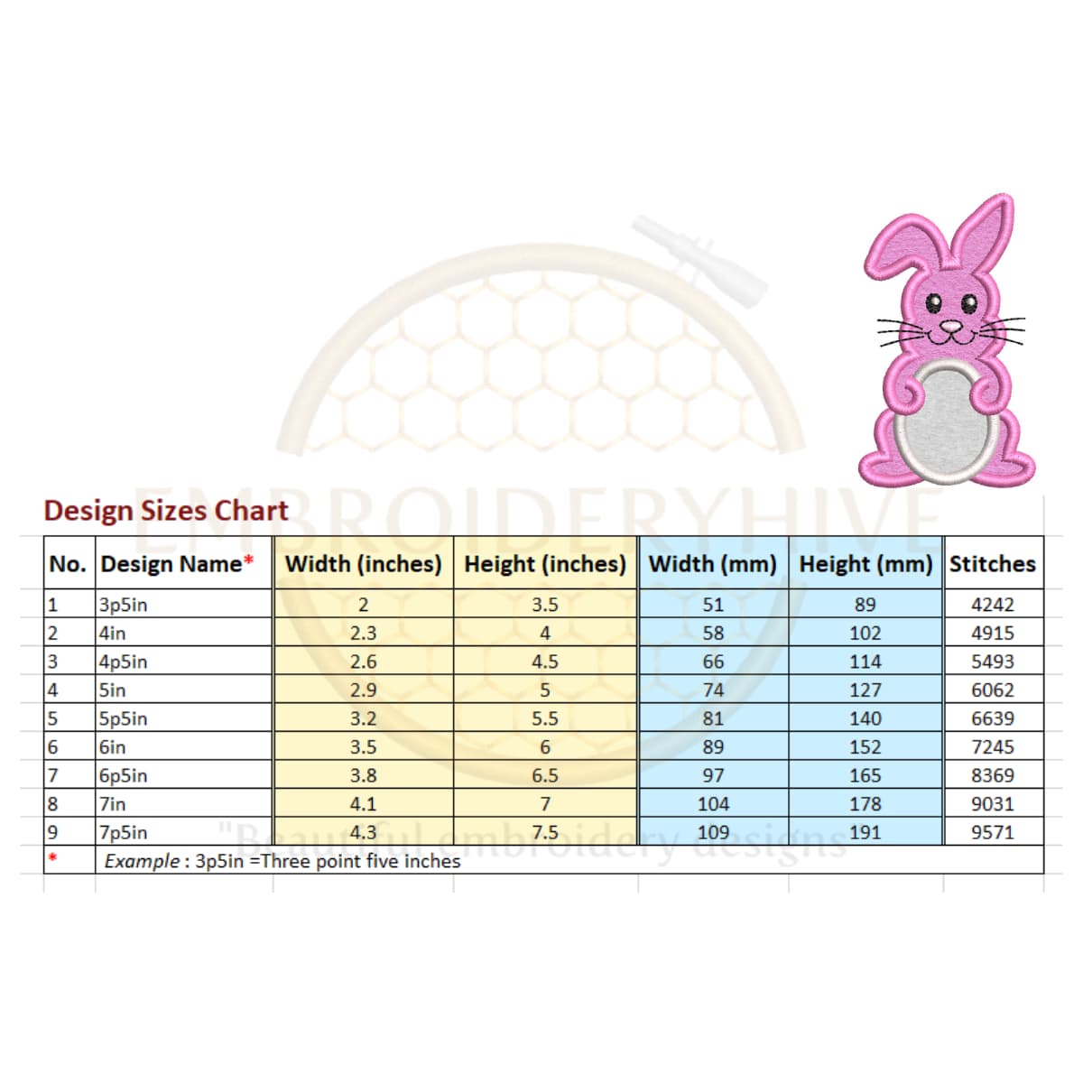 Easter Bunny with Egg Applique Embroidery Design (3.5–7.5 inch) - Image 3