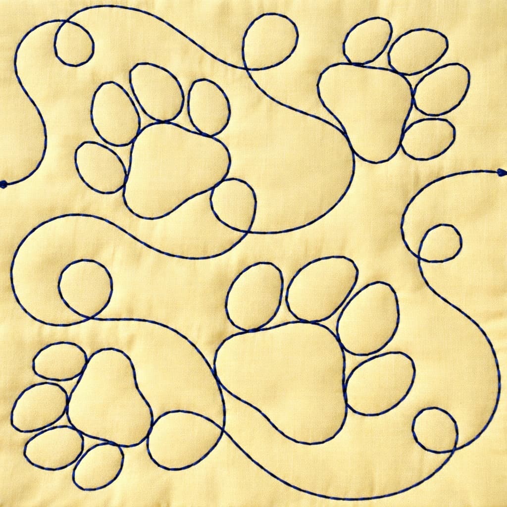 Paw Print Quilting Embroidery Design | Edge to Edge Quilt Block - Image 4