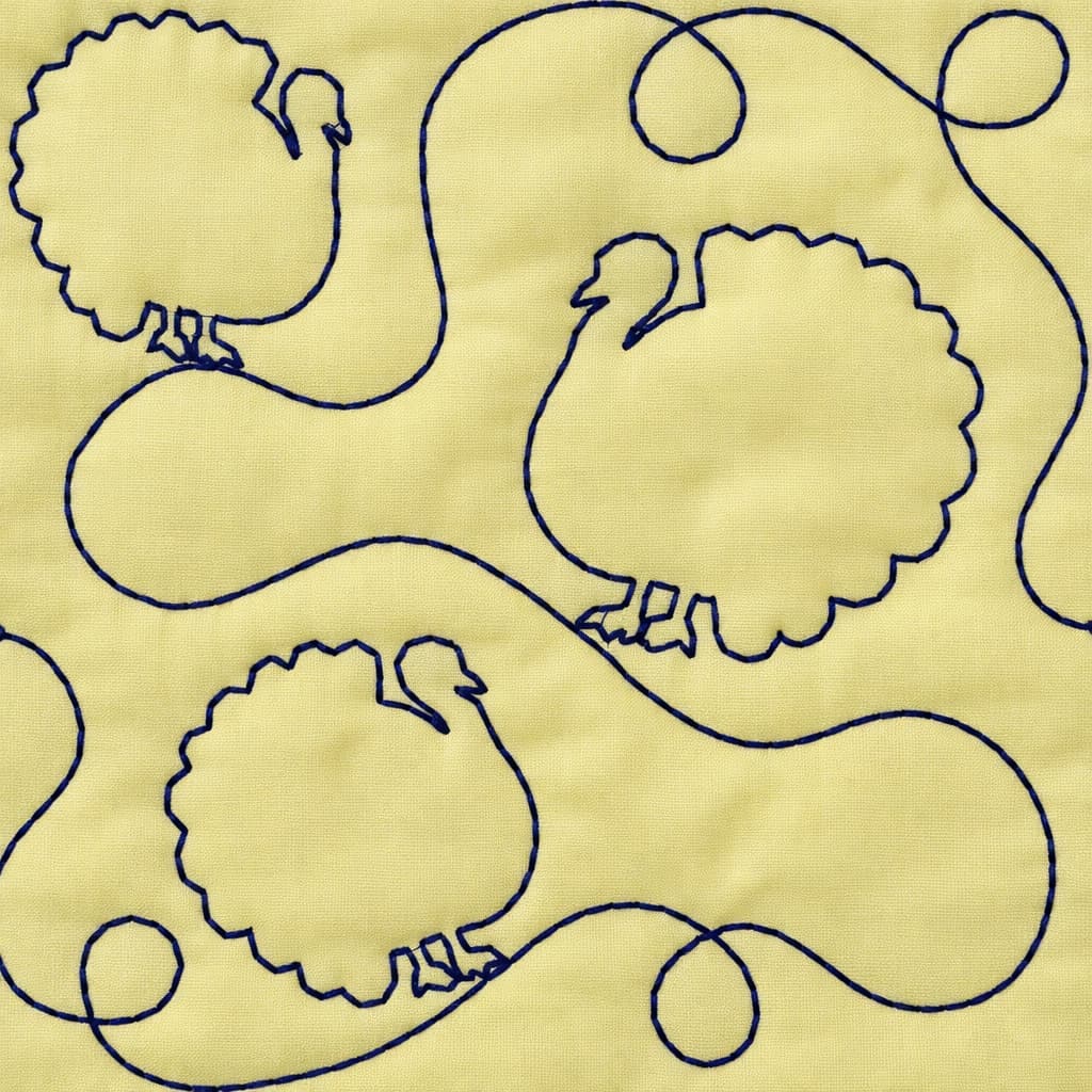 Turkey Quilting Embroidery Design | Edge to Edge Quilt Block - Image 5