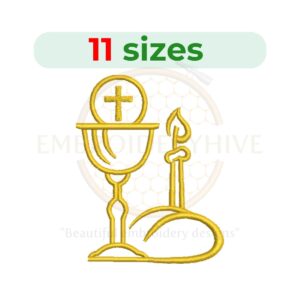 Communion Embroidery Design – Holy Eucharist embroidery file in 11 sizes from 2.5 to 7.5 inches.