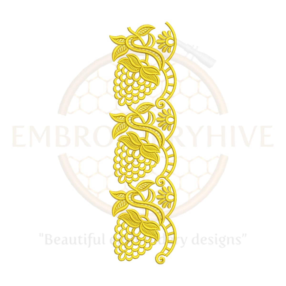 Floral Border Embroidery Design (E-0670) – Digital Download for Machine Embroidery – Ideal for Home Décor and Women’s Clothing
