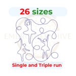 Ballerina Dancers Quilting Machine Embroidery Design – Elegant Ballet-Themed Quilt Blocks