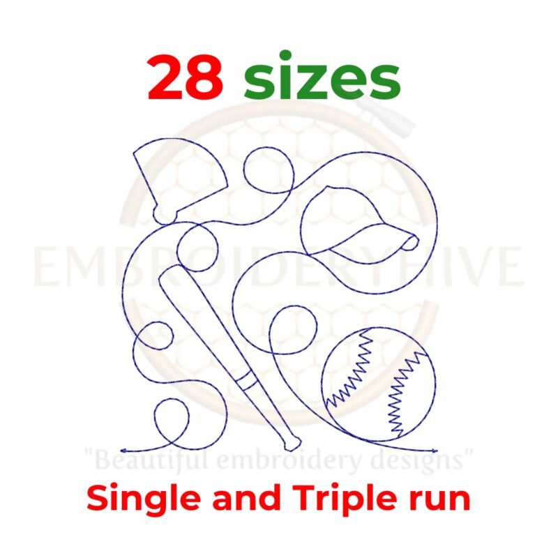 Baseball Quilt Block Embroidery Designs - Single-Run and Triple Stitch - 26 Sizes Digital Download
