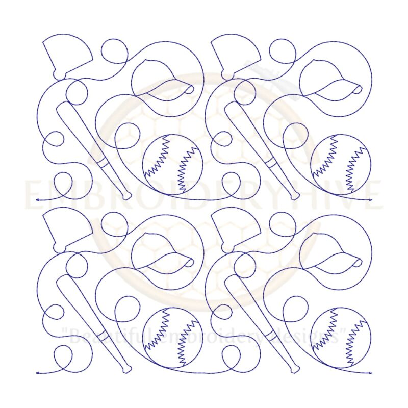 Baseball Quilt Block Embroidery Designs - Single-Run and Triple Stitch - 26 Sizes Digital Download