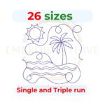 Beach Quilt Block Embroidery Design – Single and Triple Stitch Styles – 26 Sizes Available – Digital Download